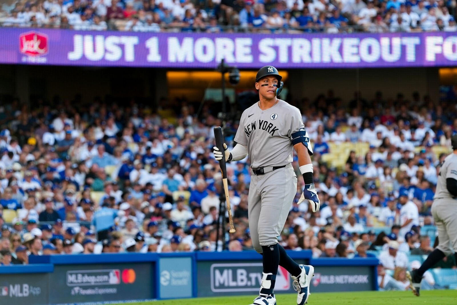 Aaron Judge at the plate during the World Series at Dodger Stadium