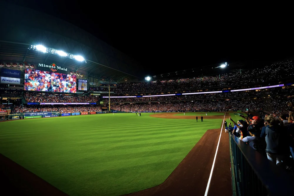 Ballpark under the lights at night
