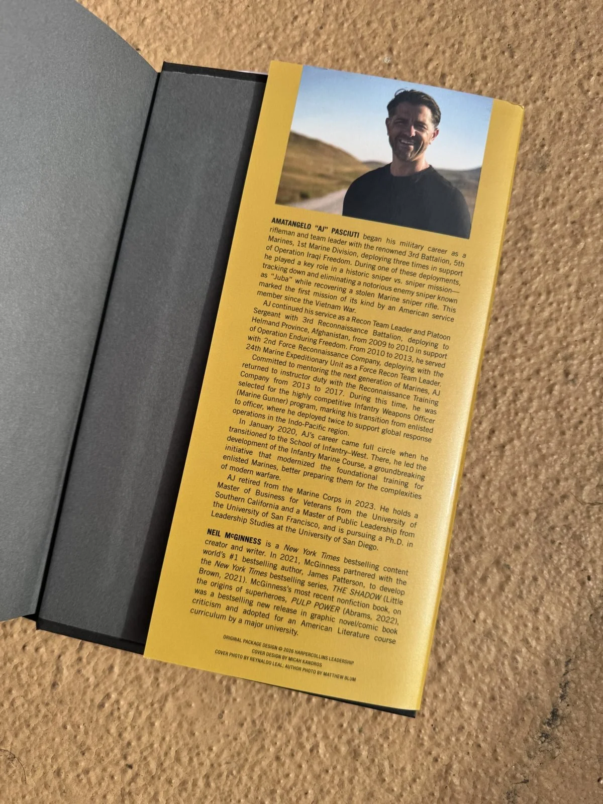 Dark Horse jacket flap featuring Matthew's author photo of AJ Pasciuti
