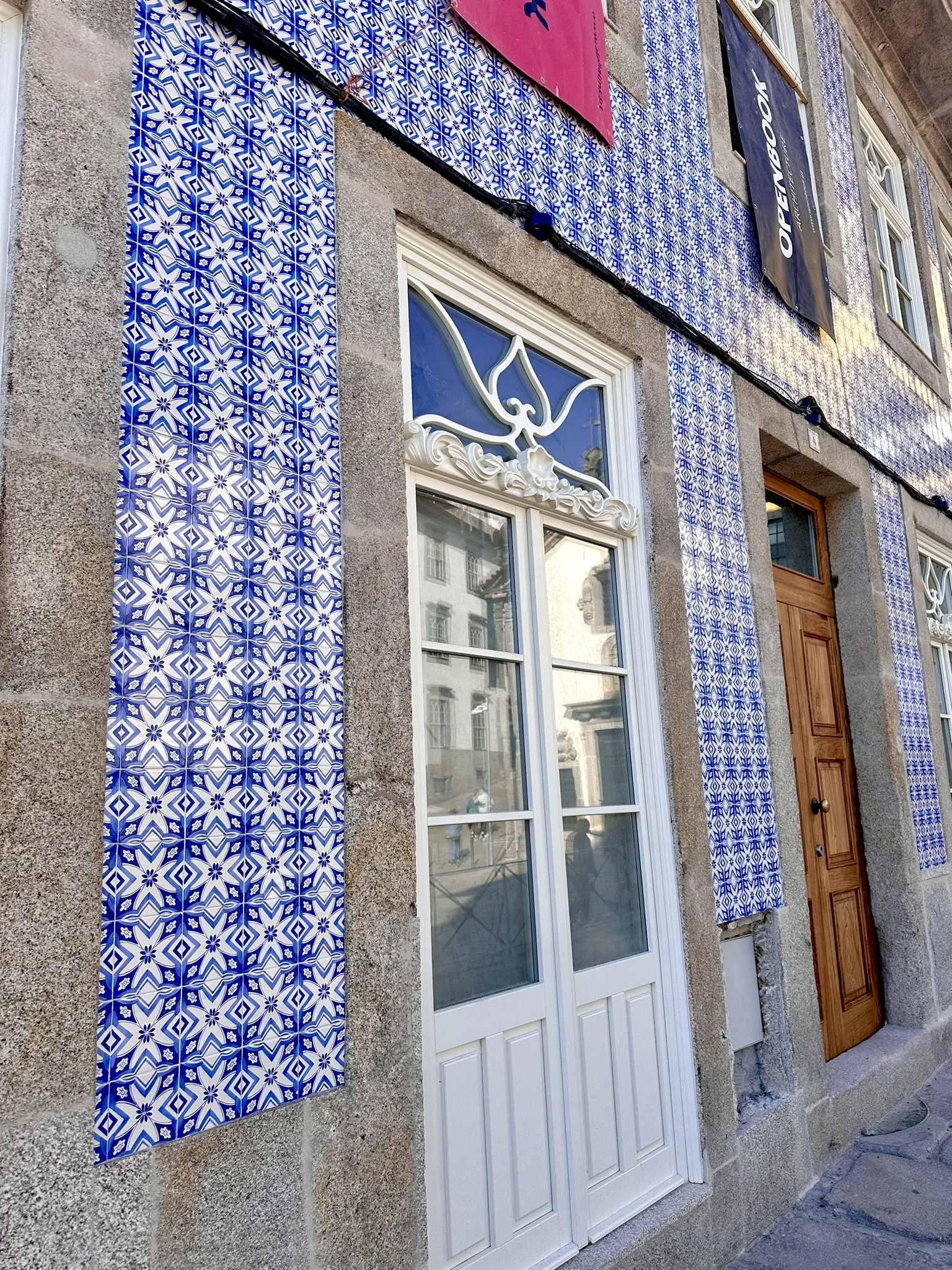 Historic tiled buildings and colorful streets in Porto city center