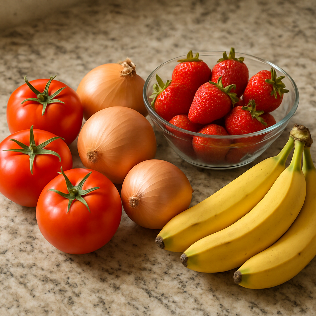 Fresh produce display at grocery store