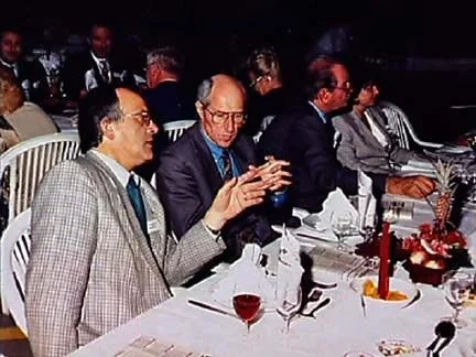 Arnold at a business lunch in Switzerland