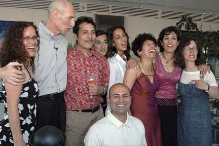 Sima, Arnold, and friends at the Party of Surprises in Coal Harbour