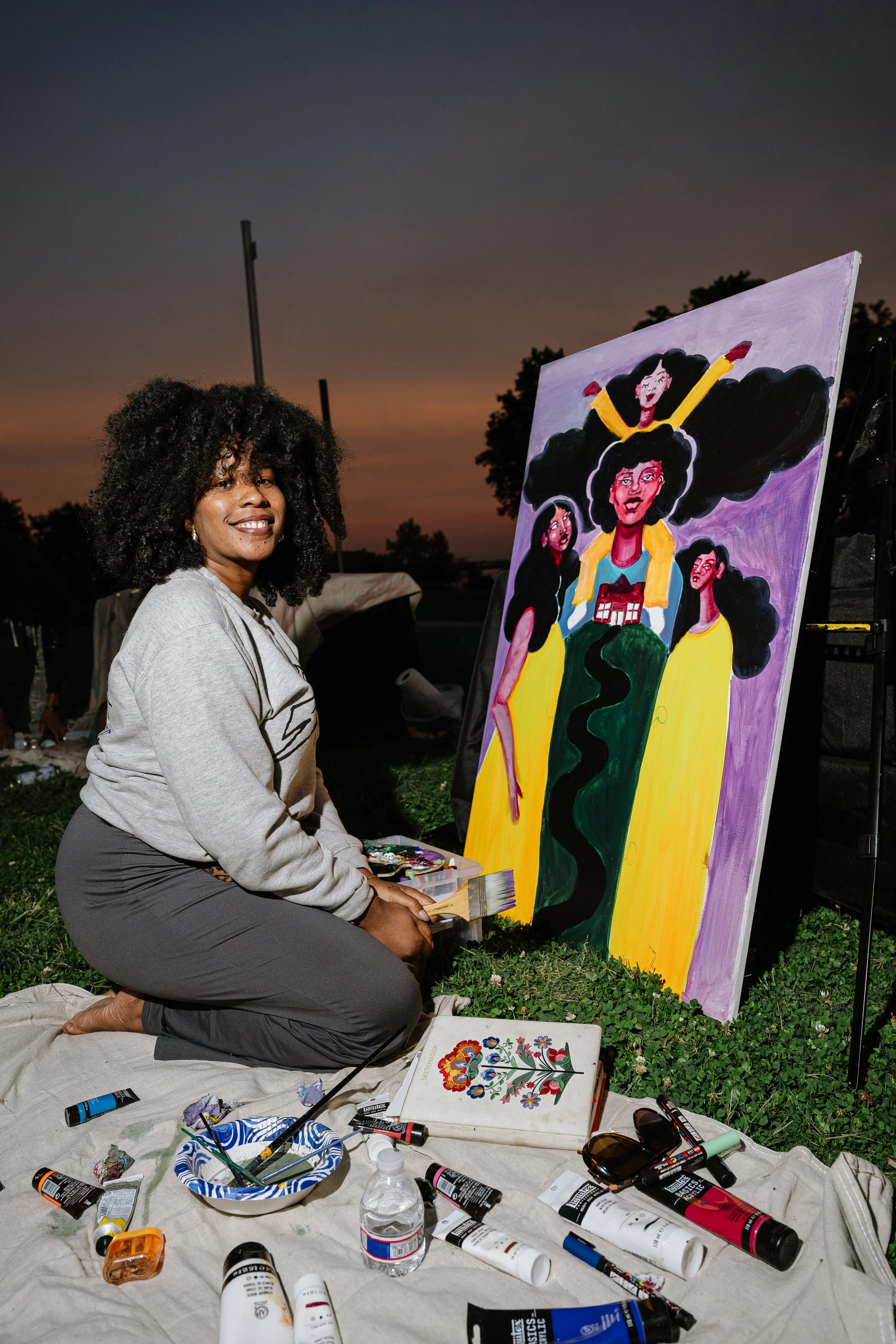 Live Painter Creating Canvas at Block Party Activation