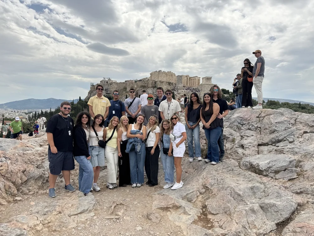 One-Year Bible Program students on Mars Hill below the Acropolis in Athens
