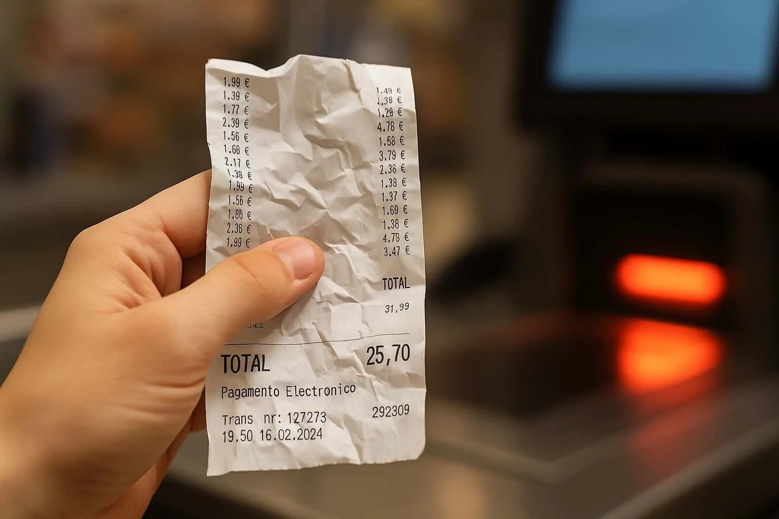 Scanning receipt