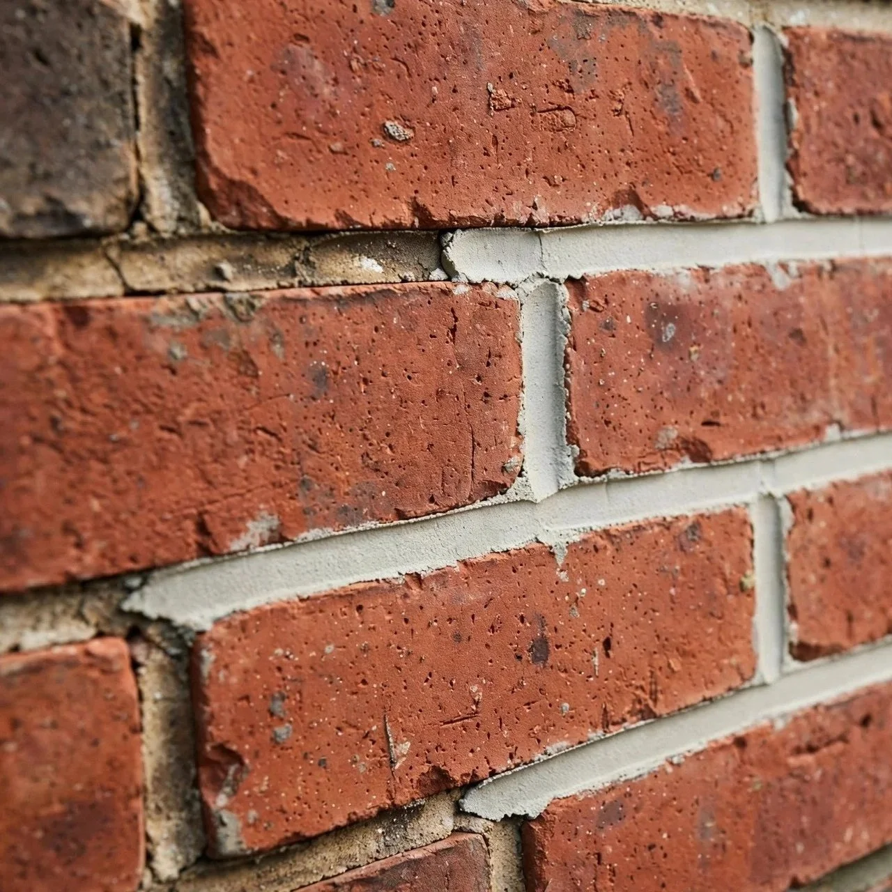 brick wall with crumbling mortar joints needing tuckpointing