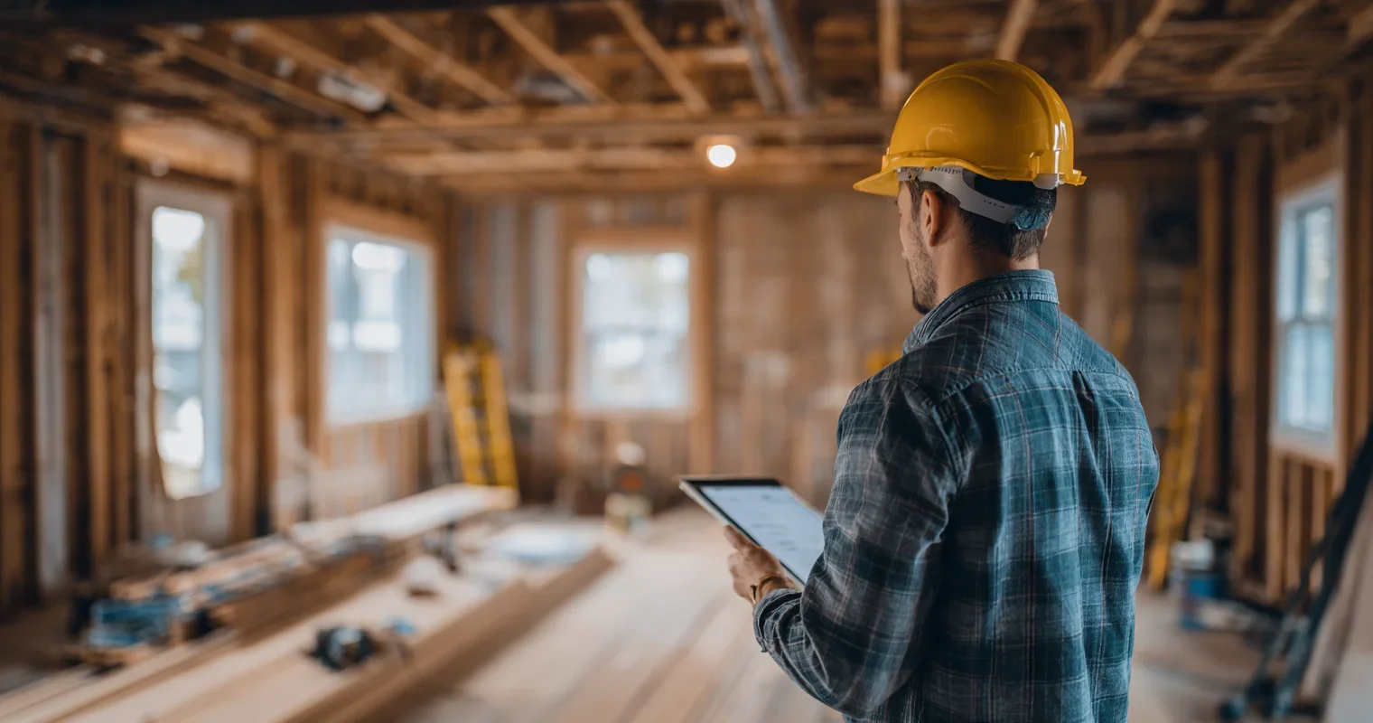 Contractor reviewing renovation plans with hard money borrower on Long Island