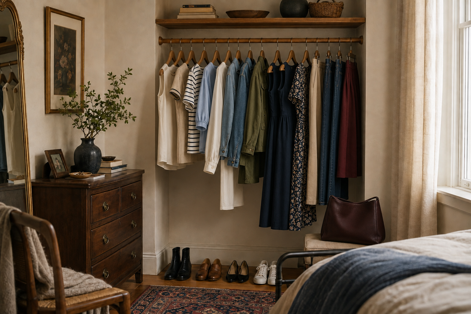 A varied women's capsule wardrobe