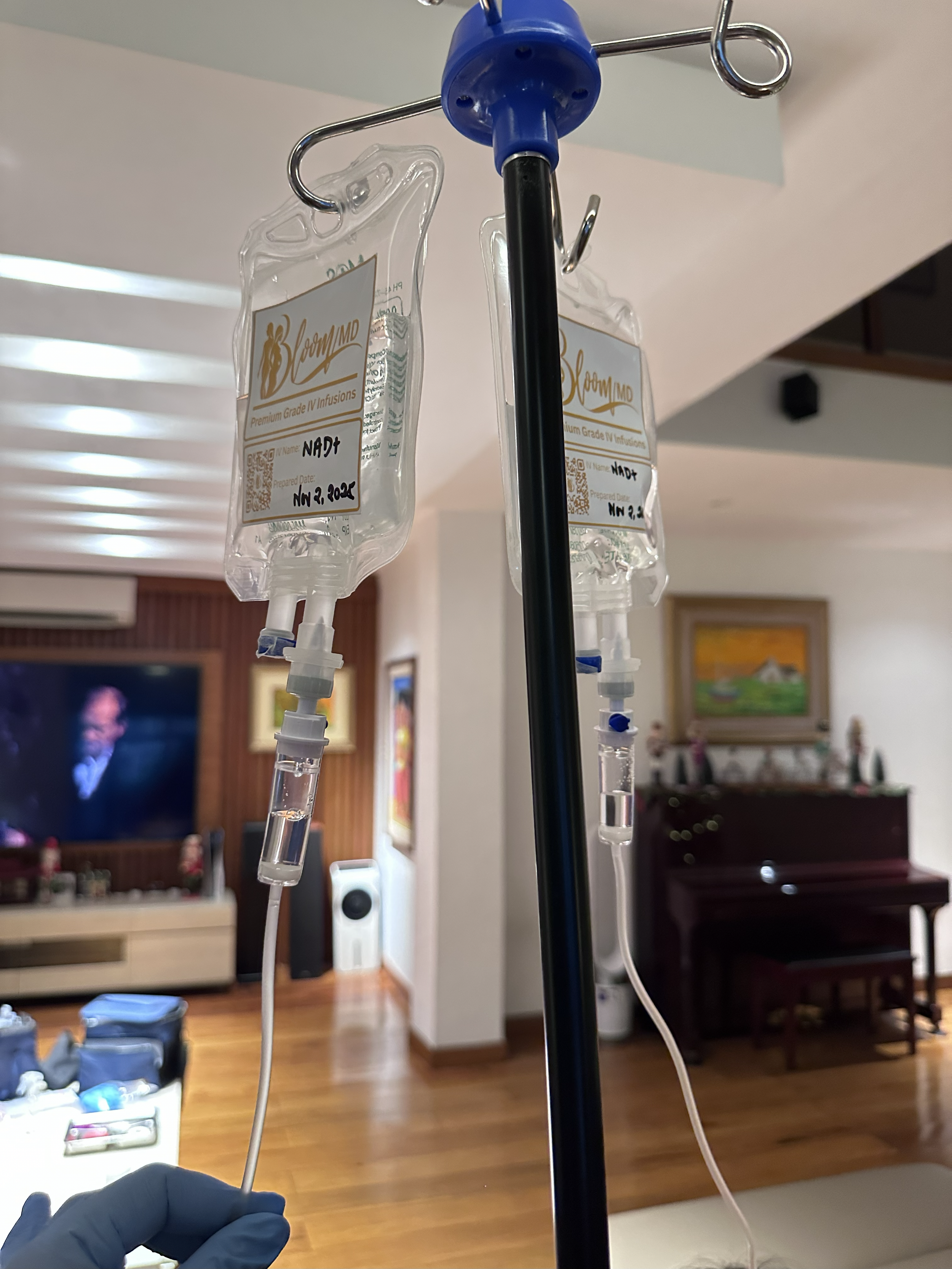IV therapy setup at home
