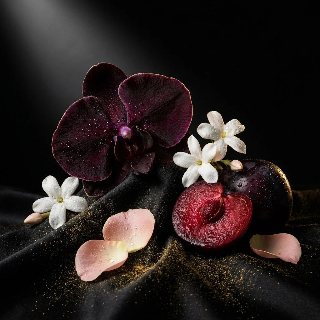 Black orchid, night jasmine, plum and rose