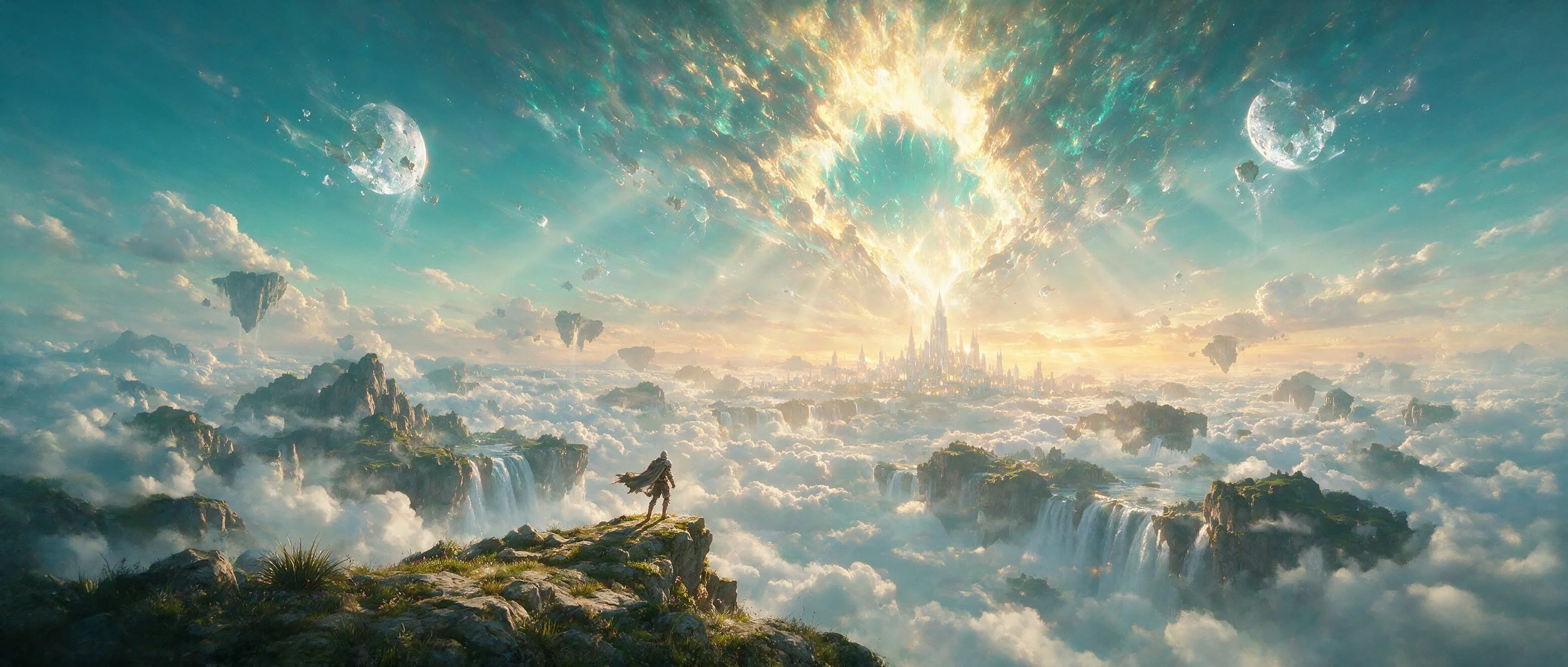 The torn Veil above the floating isles of Eryndor