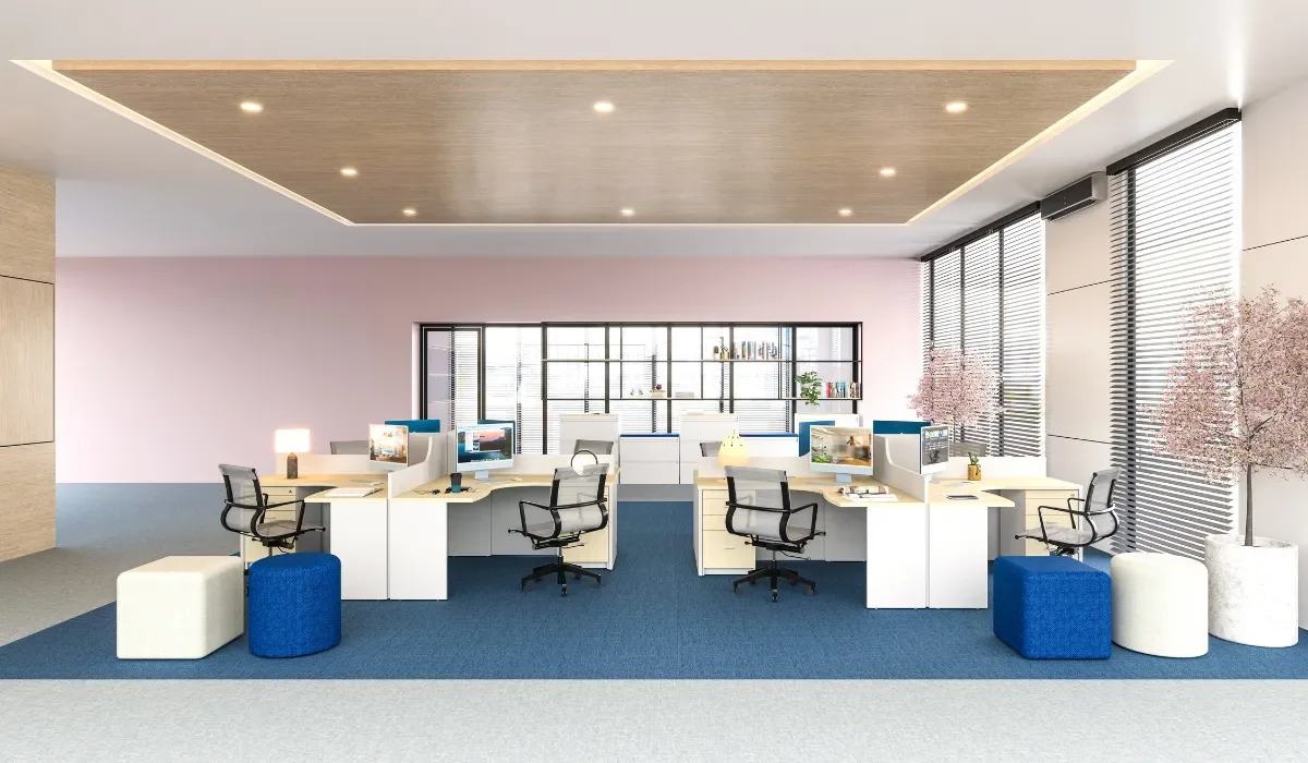 Commercial office furniture setup