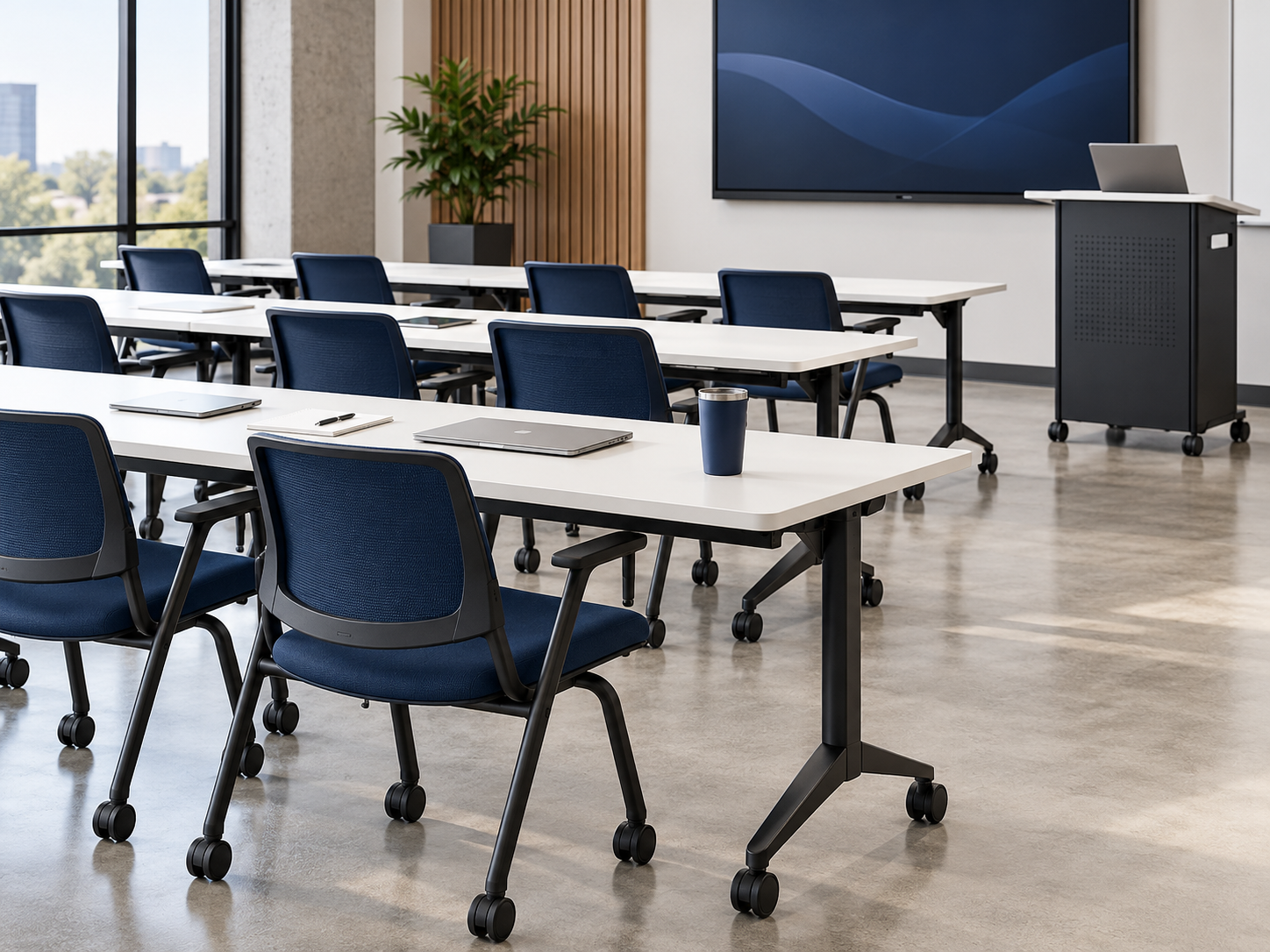 Training room tables and chairs