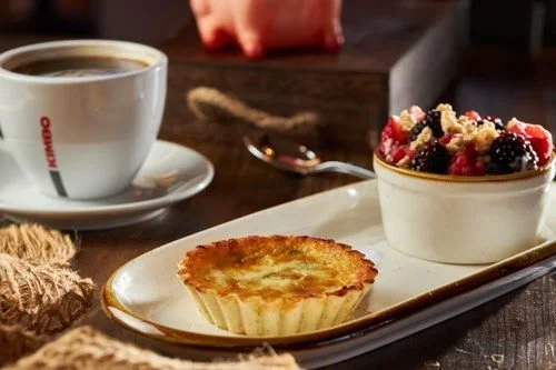 A savoury tart and coffee at Cosa Nostra Italian Deli