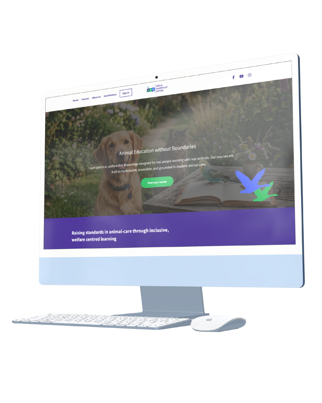 Mockup presenting the Atticus Academy of Animals website