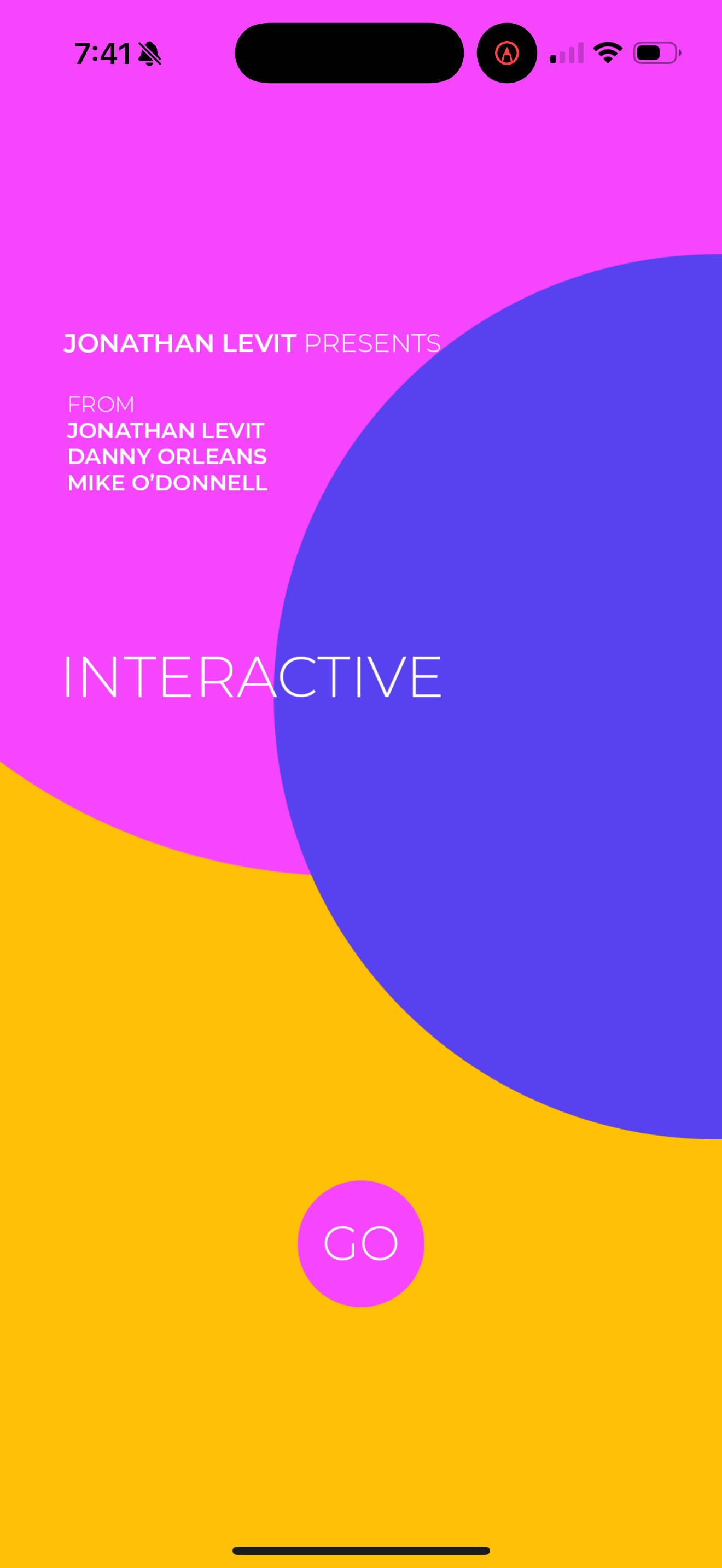 Interactive opening screen