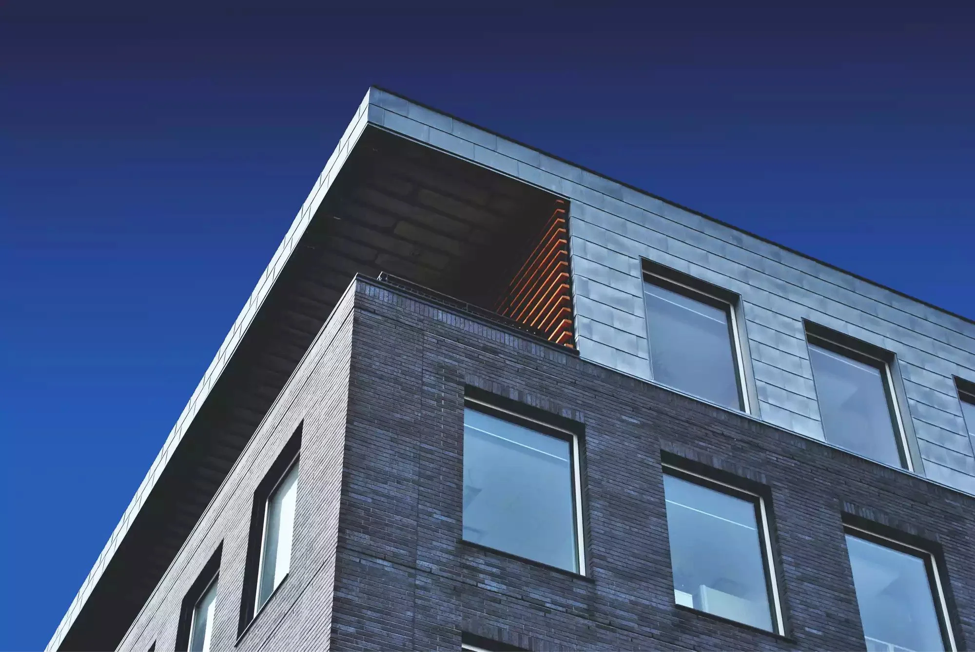 Modern commercial building with a freshly painted facade