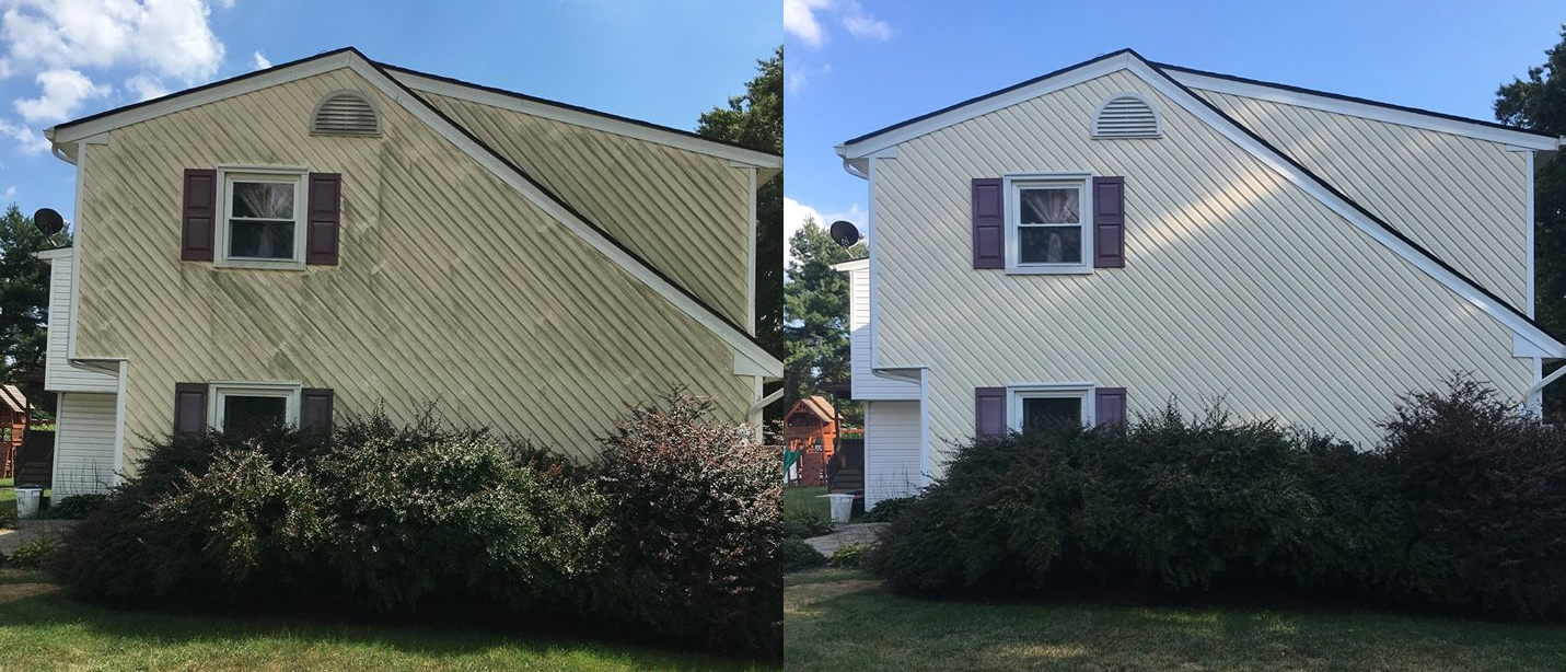 Before/after exterior: stains removed safely