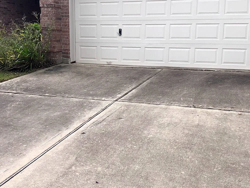 Before—driveway with dark algae and stains (Greenville SC)