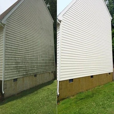 Siding before/after soft-wash cleaning