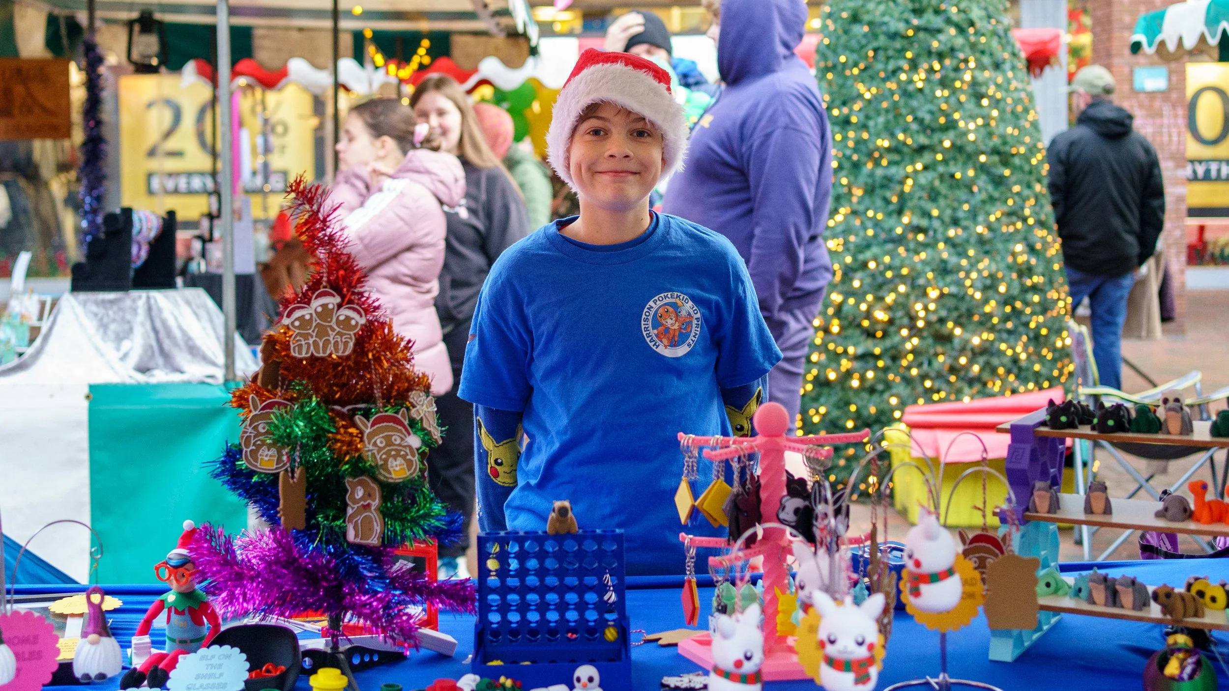 Harrison with his 3D-printed products at The Teenage Market in Margate