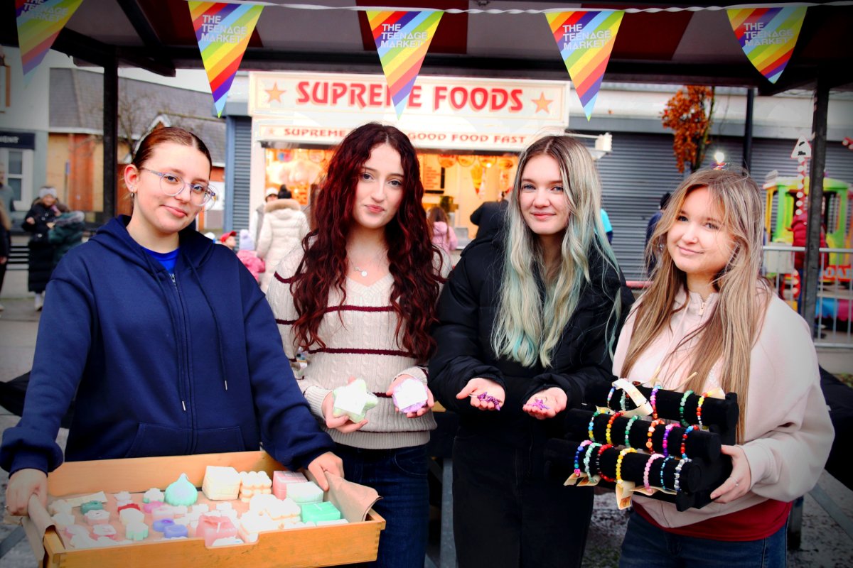 Young traders and visitors at The Teenage Market in Earlestown Market