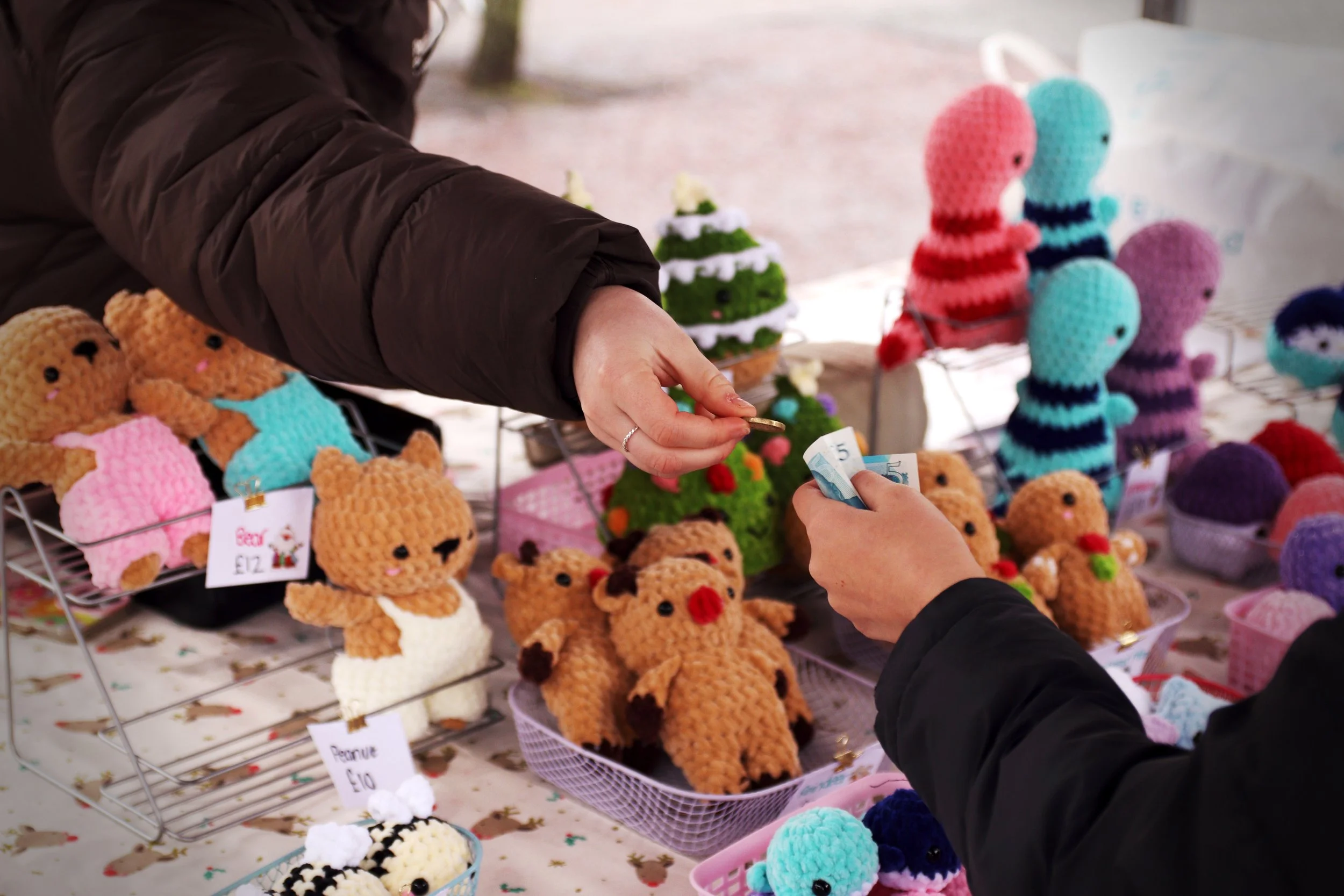Andi with crochet products she has made