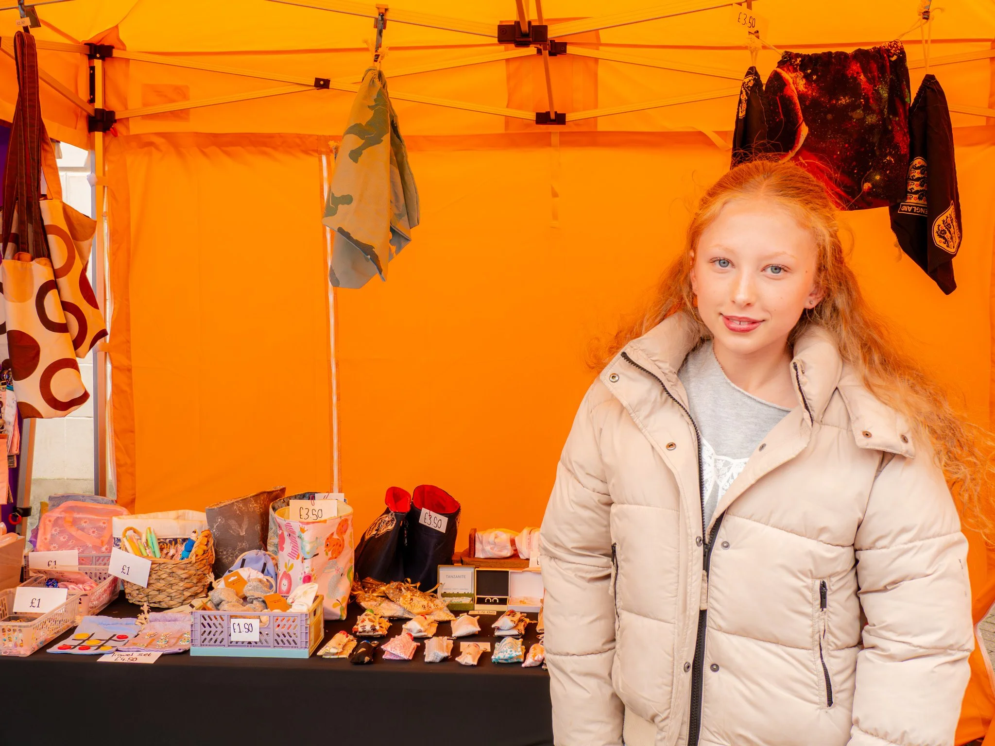 Young trader at her stall during the Nuneaton Mark It event