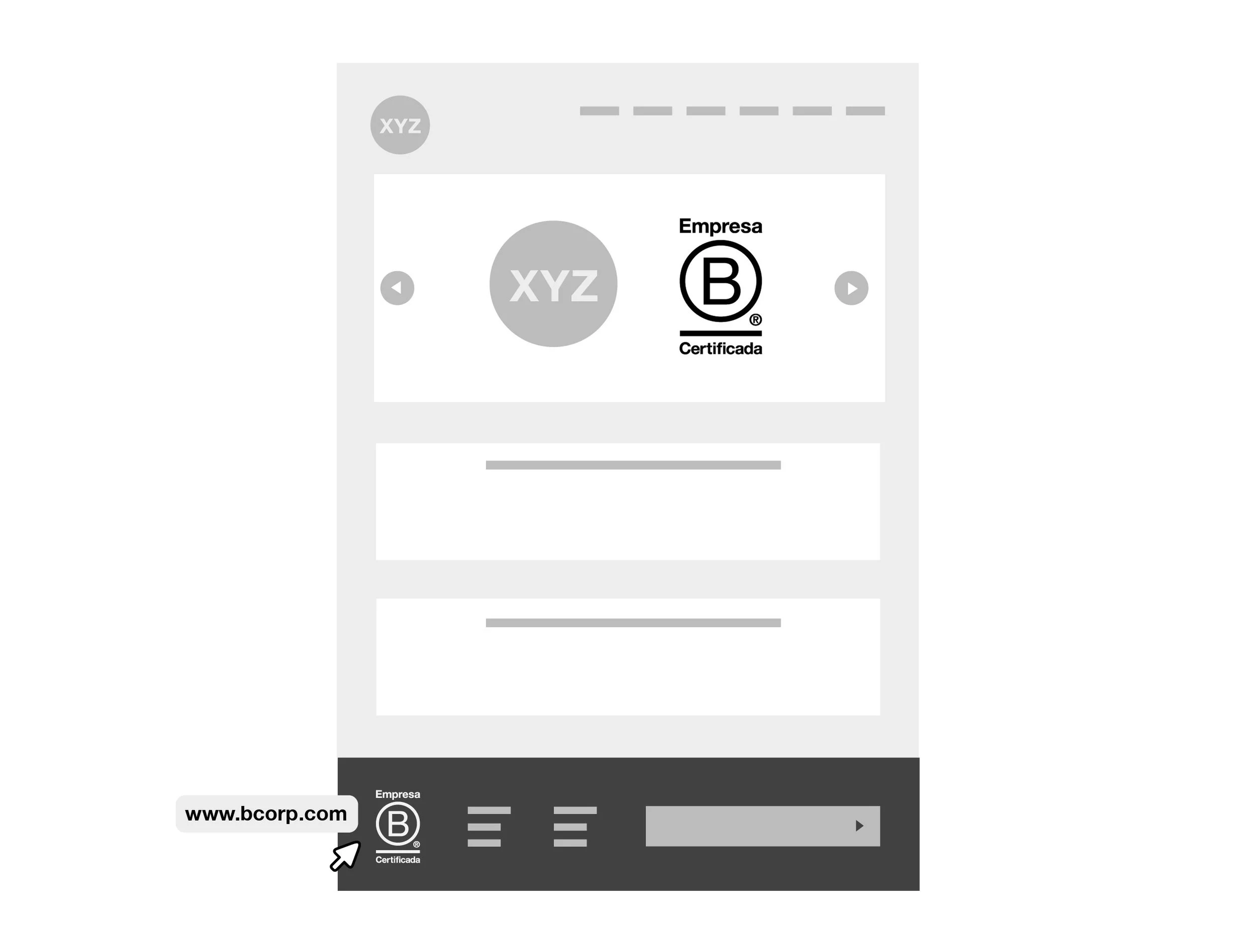 Ilustración de una página web con el logo de Empresa B