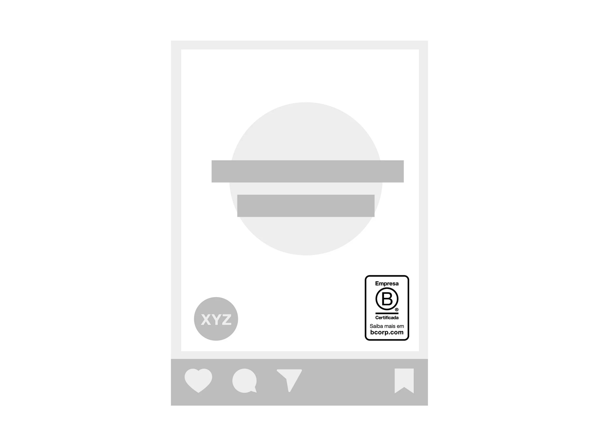 Ilustração de uma publicação em mídia social usando o selo de URL do logo de Empresa B