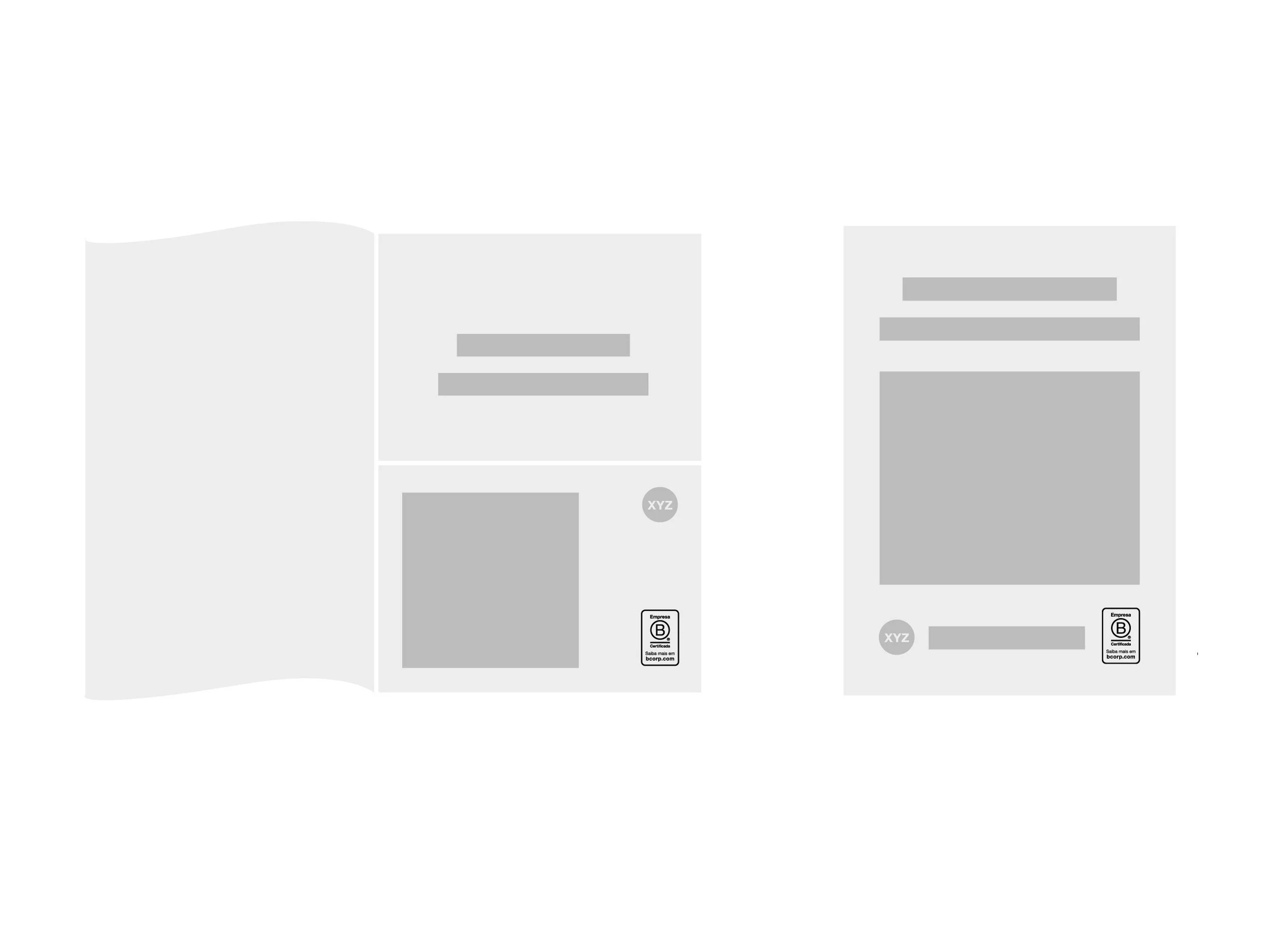 Ilustração de anúncios impressos usando o selo de URL do logo de Empresa B