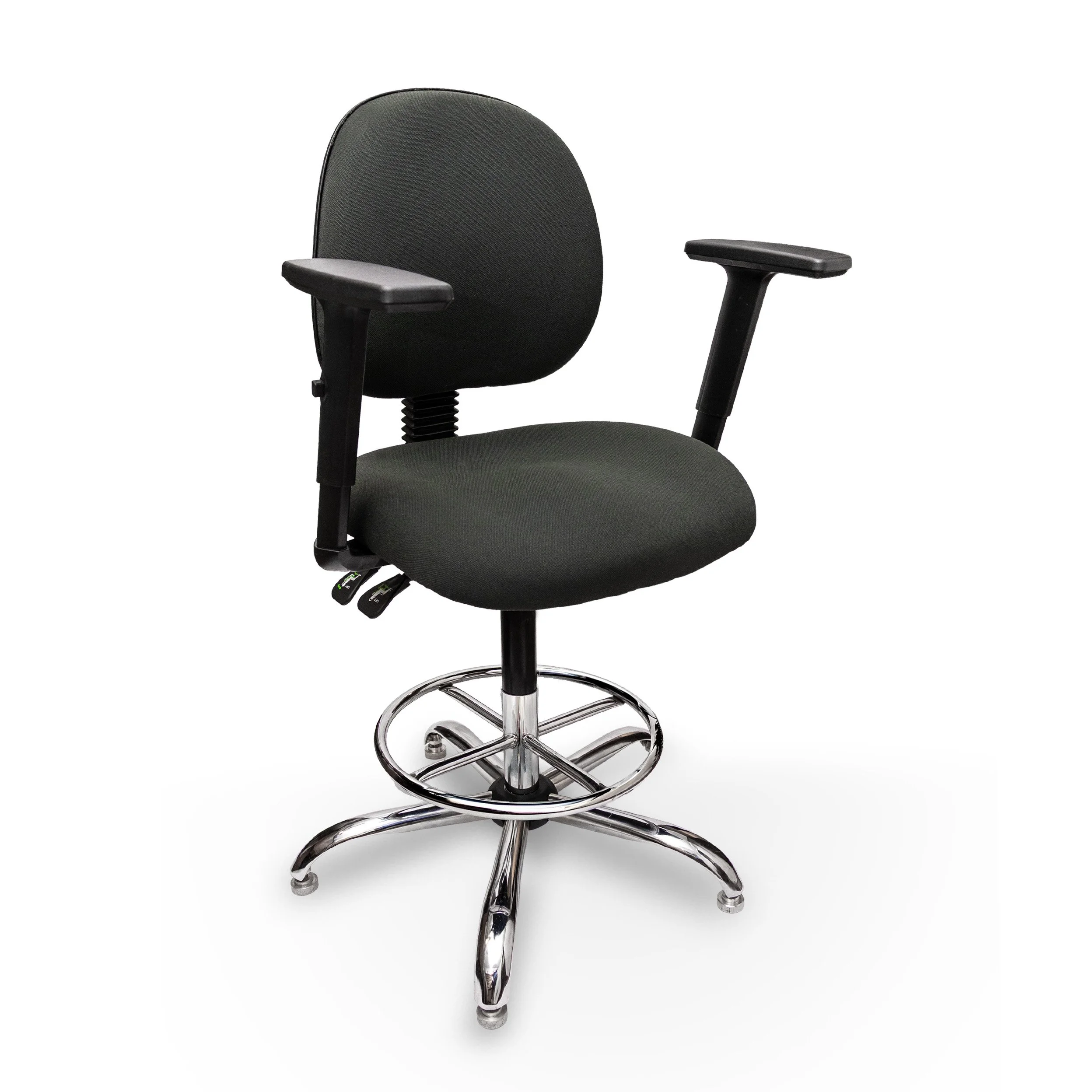 Silla ESD Tecpol RVX con tapizado de tela conductiva y coderas