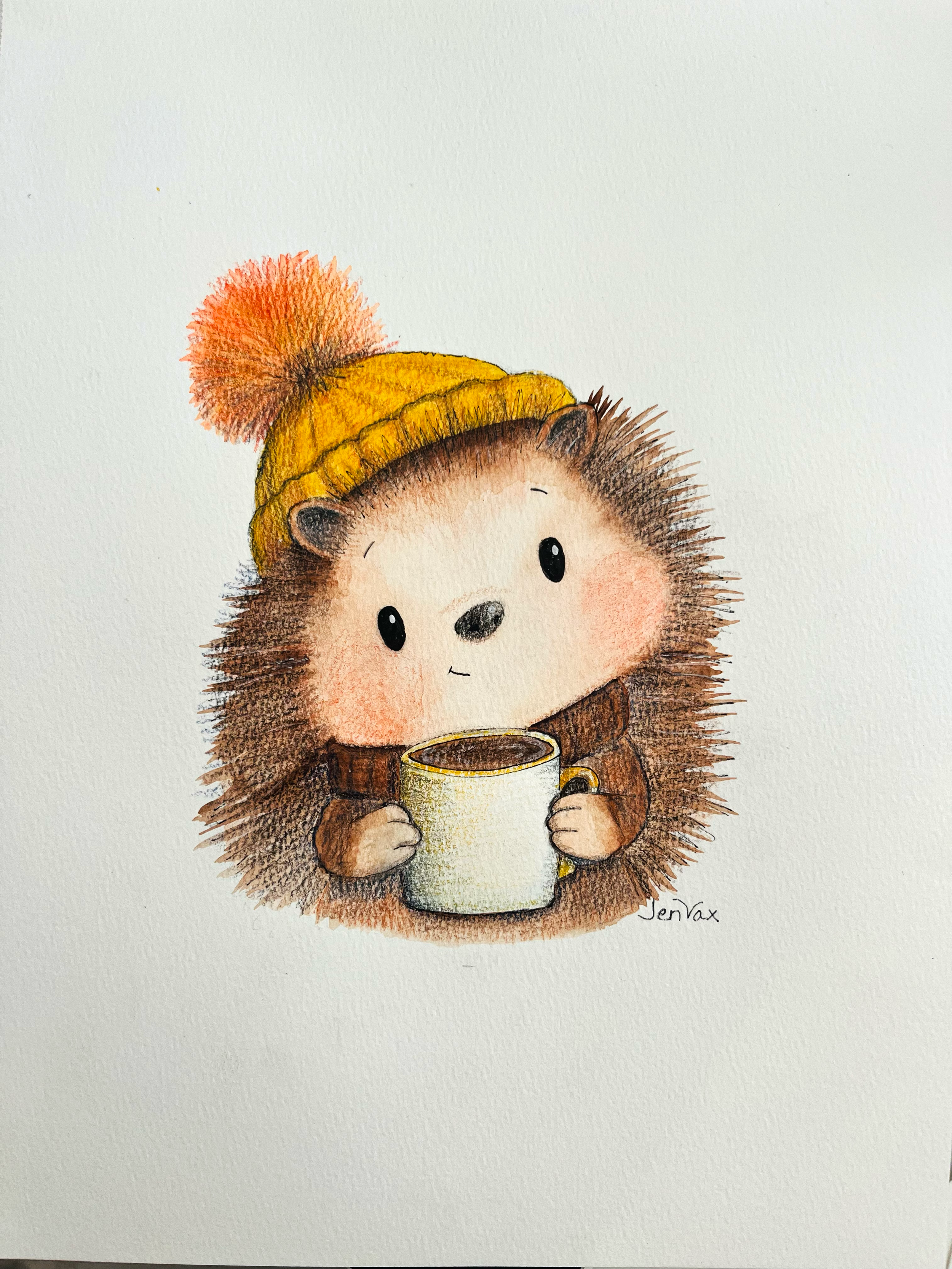 Walter the Hedgehog, original autumn character portrait