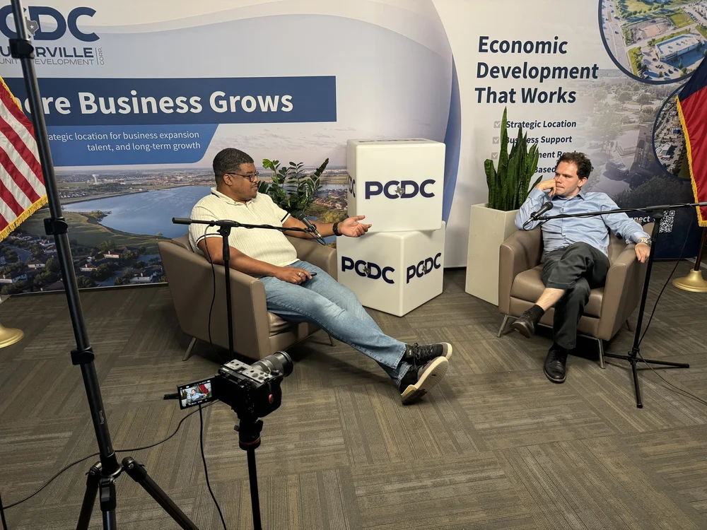 DSE Media filming the PCDC Podcast for the Pflugerville Community Development Corporation