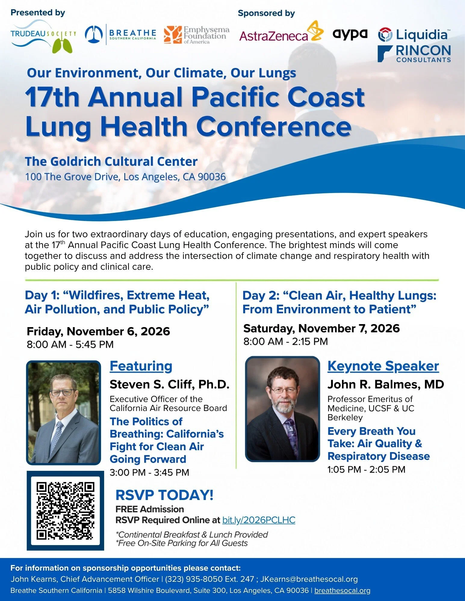 17th Annual Pacific Coast Lung Health Conference two-day flyer