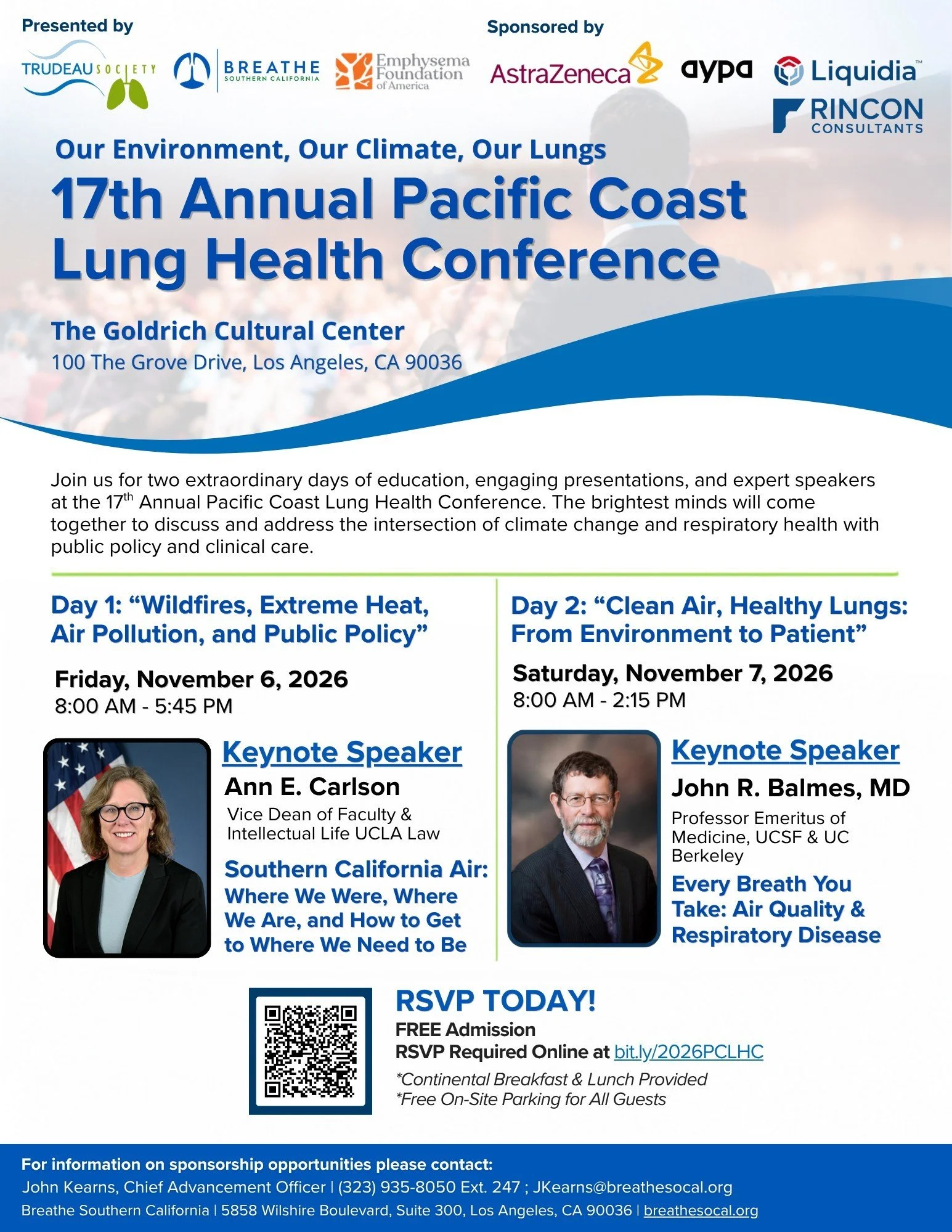 17th Annual Pacific Coast Lung Health Conference two-day flyer
