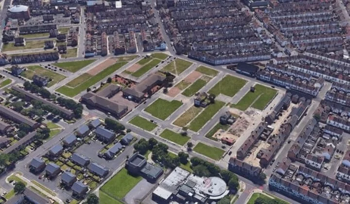 Aerial view of the Gresham Development in Middlesbrough, site of a Phase 1 & 2 geotechnical investigation.