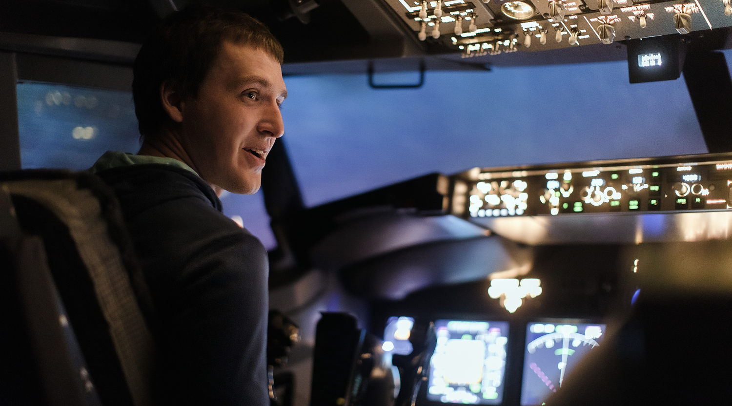 Full-motion flight simulator used for airline pilot training