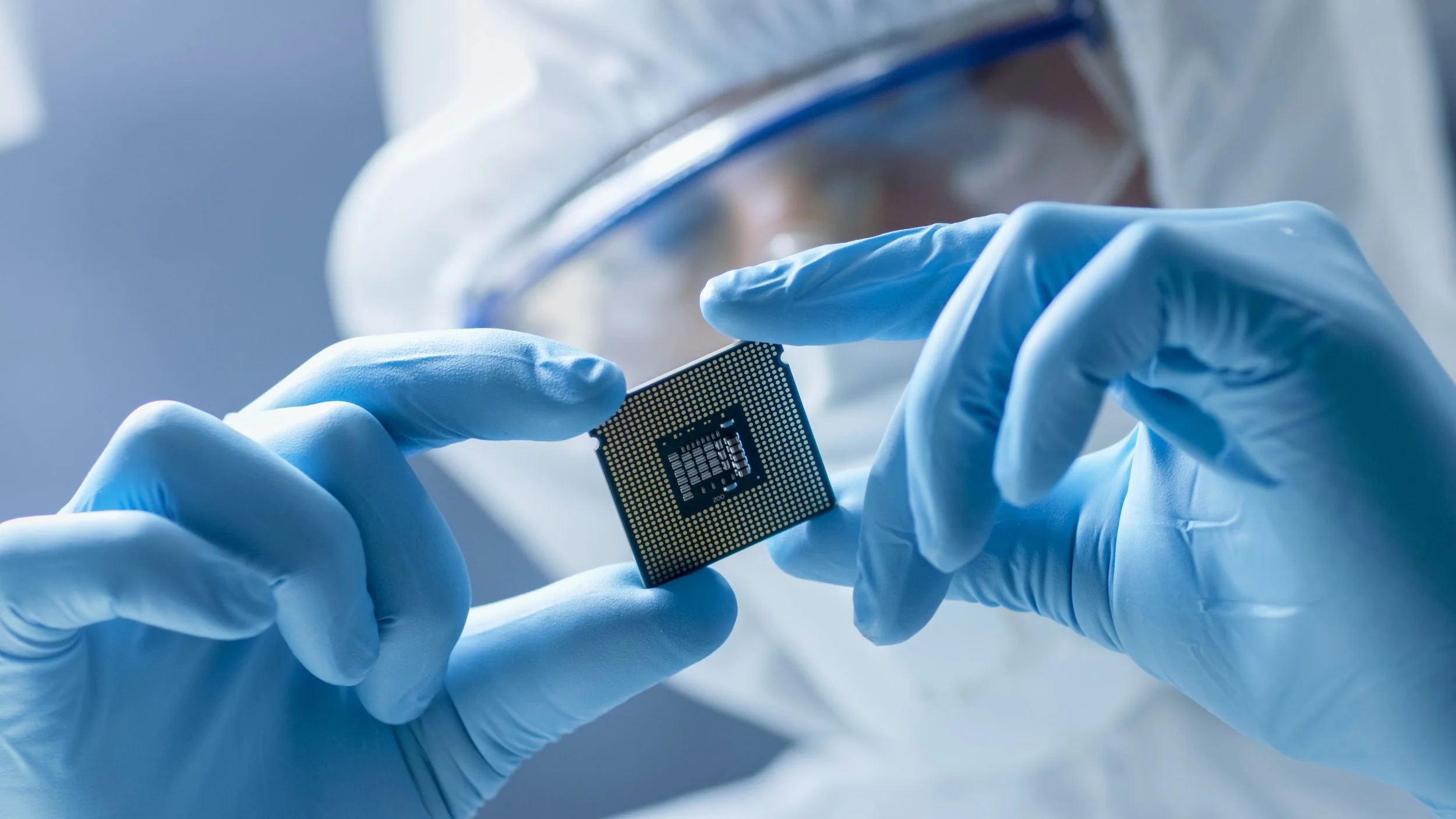 Close-up of semiconductor wafers