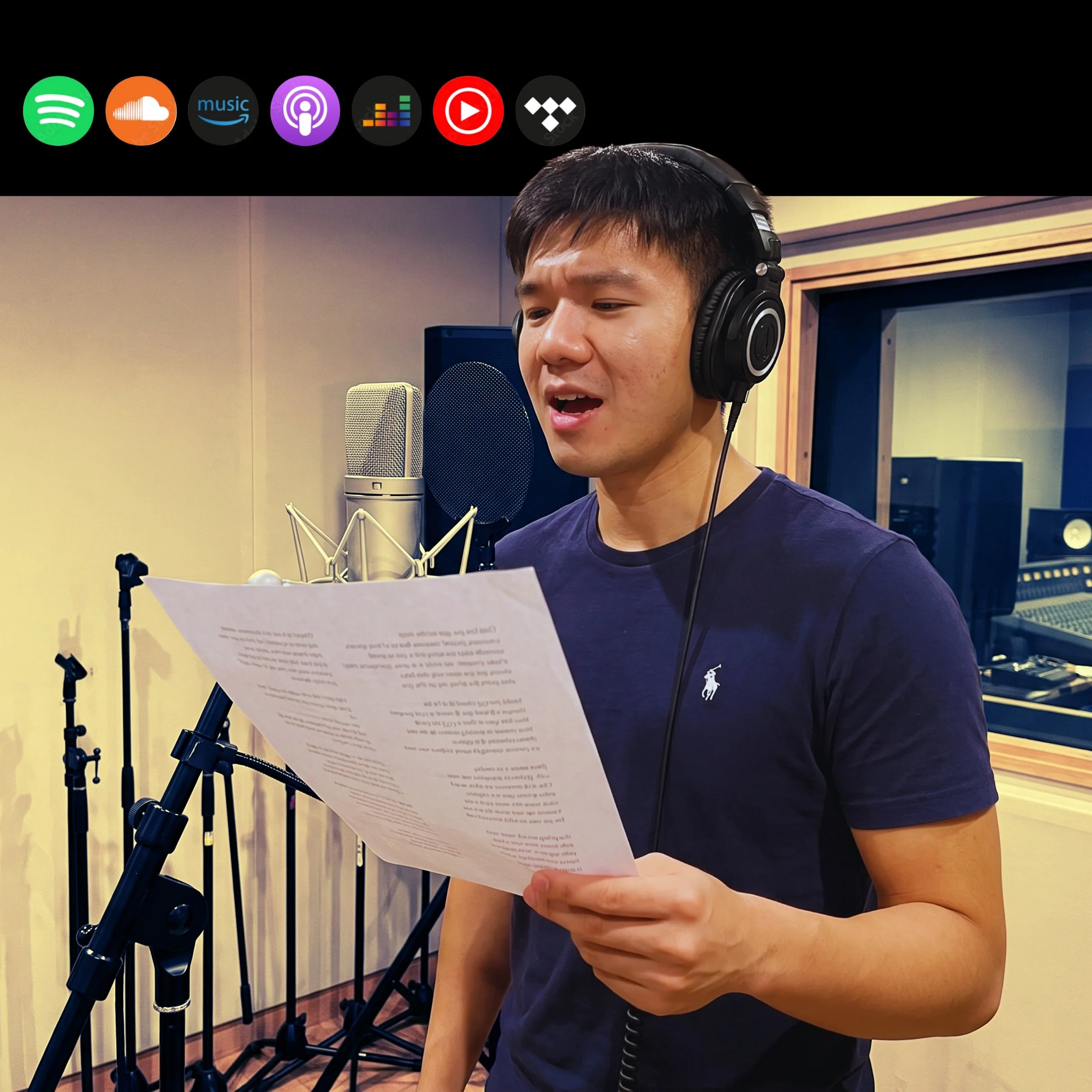 Aam Anusorn recording music