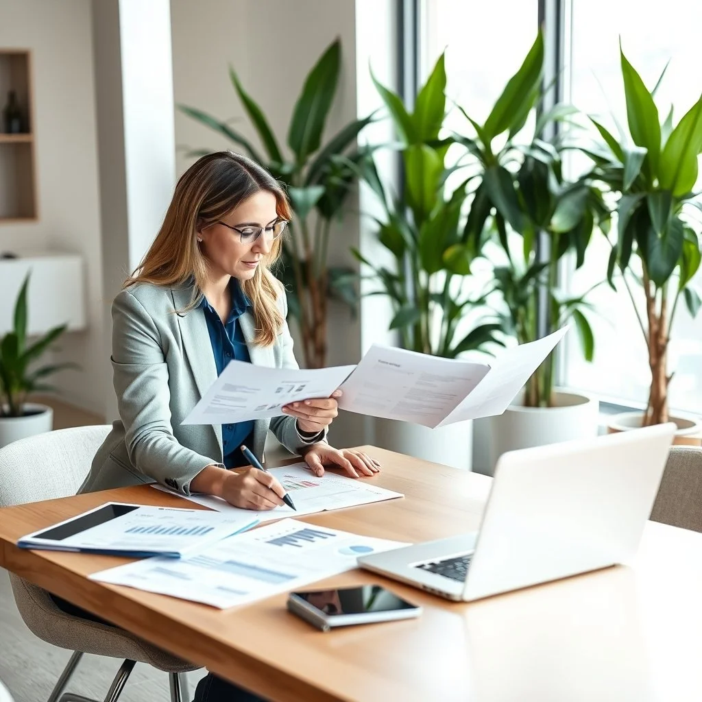 Consultant reviewing a marketing plan with a small business owner