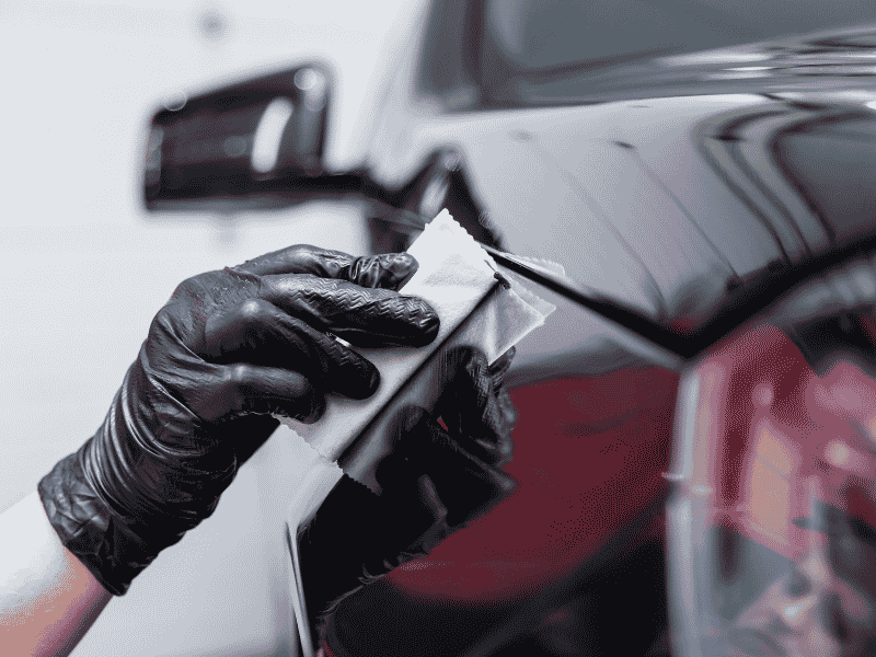 Protected paintwork with water beading on the surface