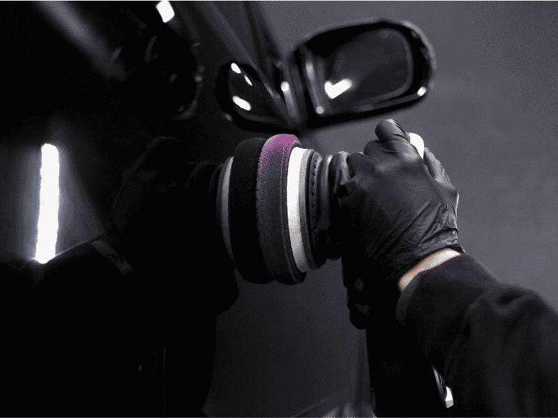 Machine polishing paintwork to remove swirl marks