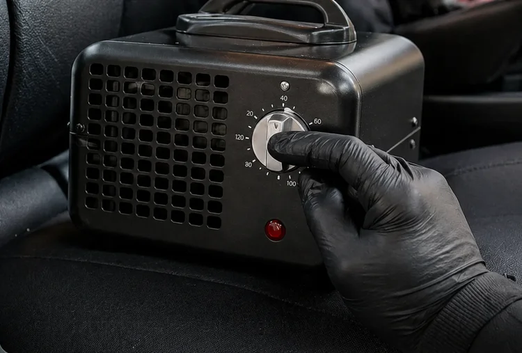 Ozone generator treatment inside a car