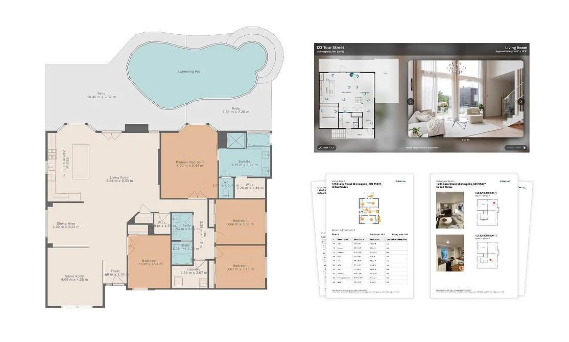 Premium 2D floor plan — detailed schematic with room dimensions