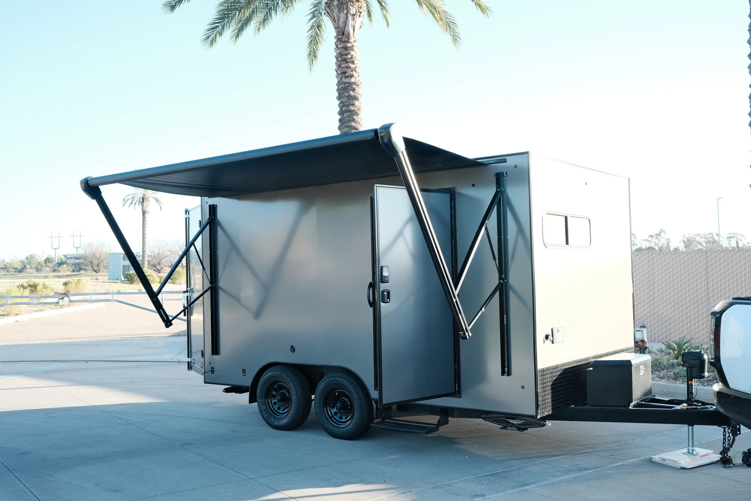 Tilghman trailer exterior with its awning extended