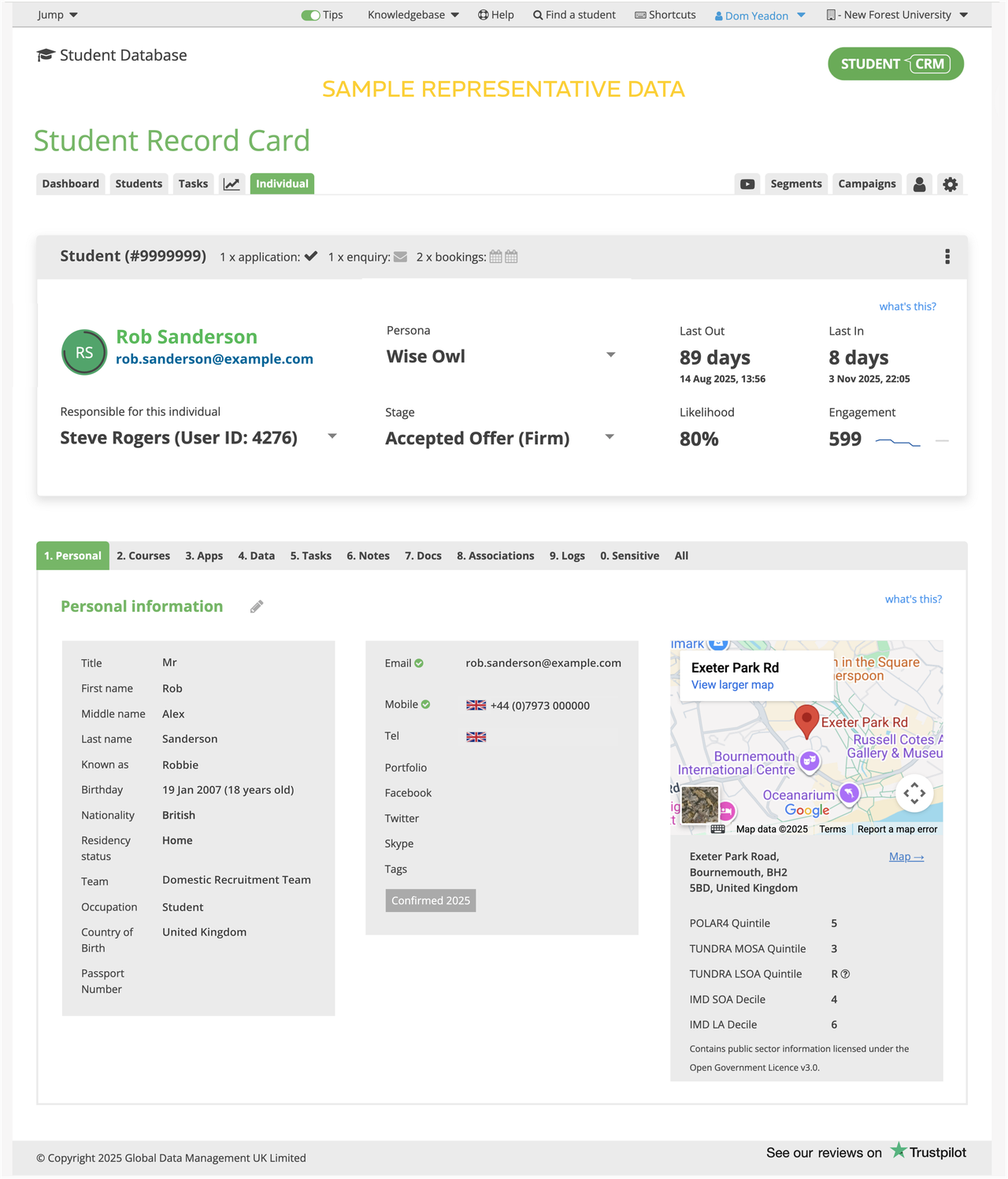 Student Database dashboard