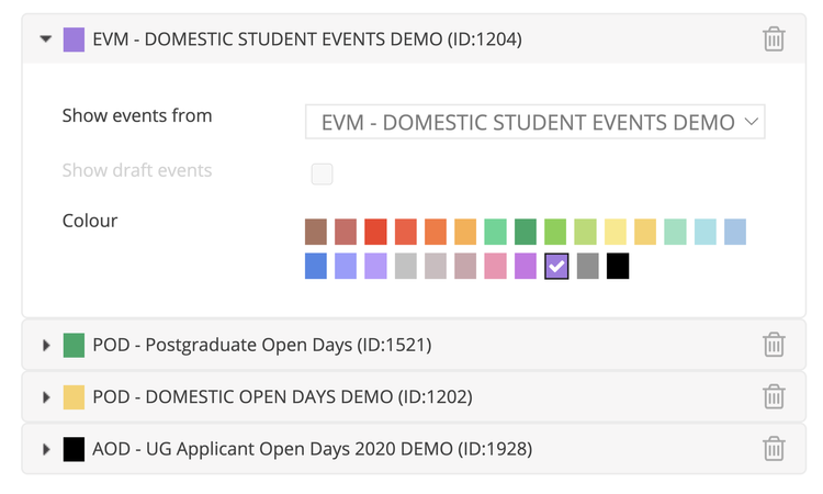 Calendar setup screen in Student CRM