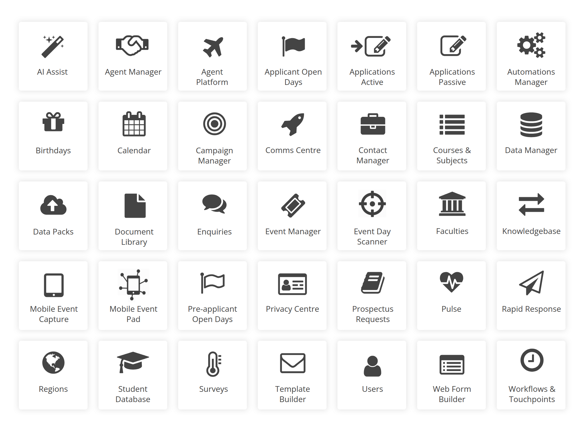 Student CRM module icons